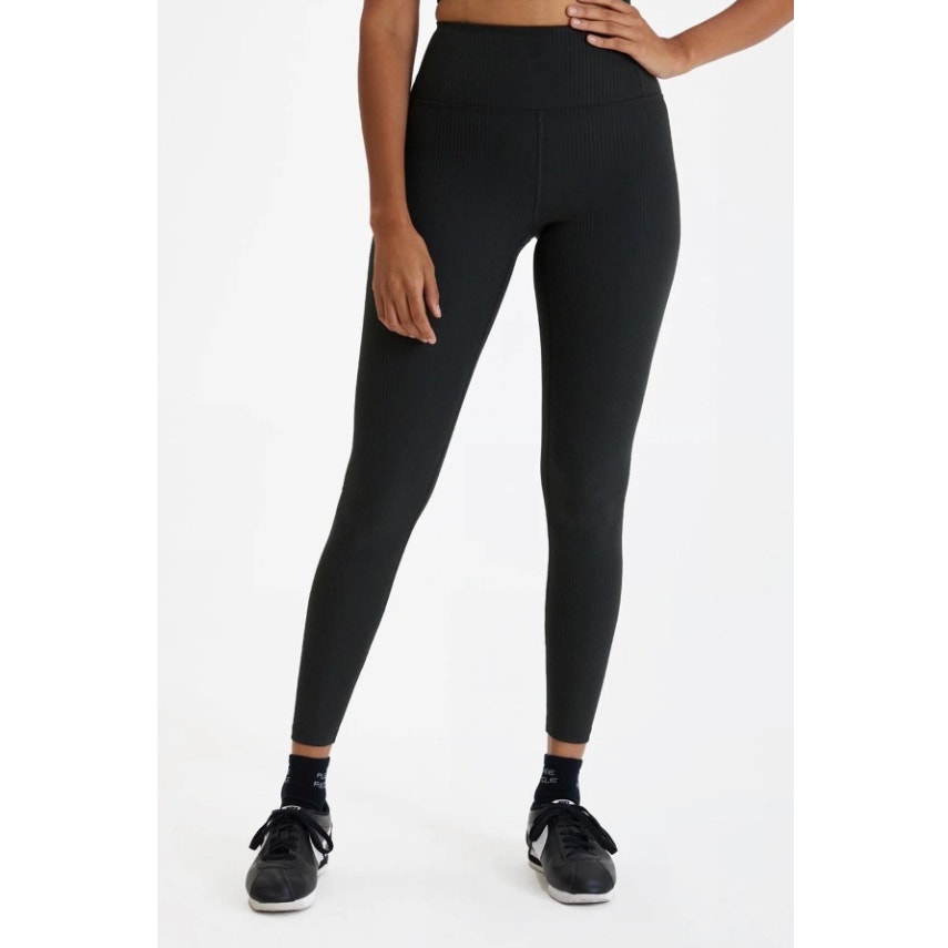 Girlfriend Collective Ribbed High Rise Leggings Black Cropped Xs